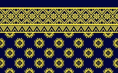 Geometrik etnik oryantal desensiz geleneksel tasarım arka plan, halı, duvar kağıdı. Giysiler, ambalaj, Batik kumaşı, Vektör illüstrasyonu. Nakış stili - Sadu, sadou, sado