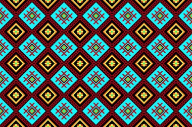 Geometrik etnik oryantal desensiz geleneksel tasarım arka plan, halı, duvar kağıdı. Giysiler, ambalaj, Batik kumaşı, Vektör illüstrasyonu. Nakış stili - Sadu, sadou, sado