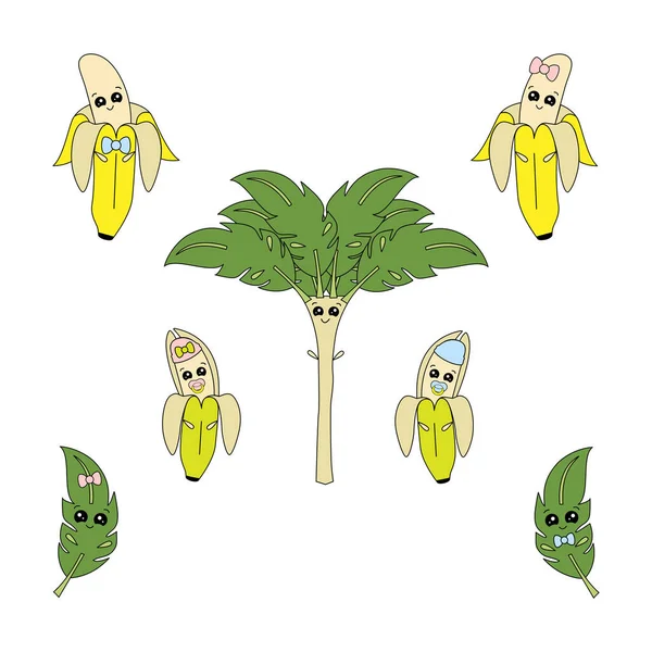 Vektör illüstrasyon, muz, meyve, iştah, beyaz arka plan üzerine çizim. Skeç, stiker.