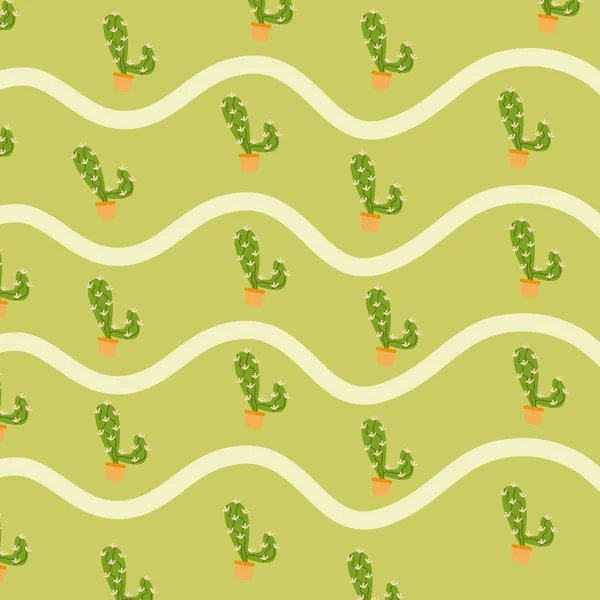 Vector Illustratie Van Schattige Cactus Grafische Naadloze Bloem Patroon Geschikt — Stockvector