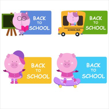 Okul illüstrasyonuna hoş hayvan koleksiyonuyla geri döndüm. Arka plan için mükemmel 3 tane.