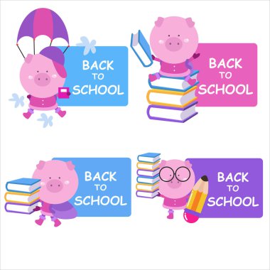 Okul illüstrasyonuna hoş hayvan koleksiyonuyla geri döndüm. Arka plan için mükemmel 4 hayvan koleksiyonu.