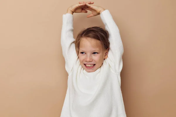 Cute girl childrens style emotions fun Lifestyle unaltered — Zdjęcie stockowe
