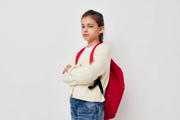 Bastante joven escolar mochila escuela estilo de vida inalterado — Foto de Stock