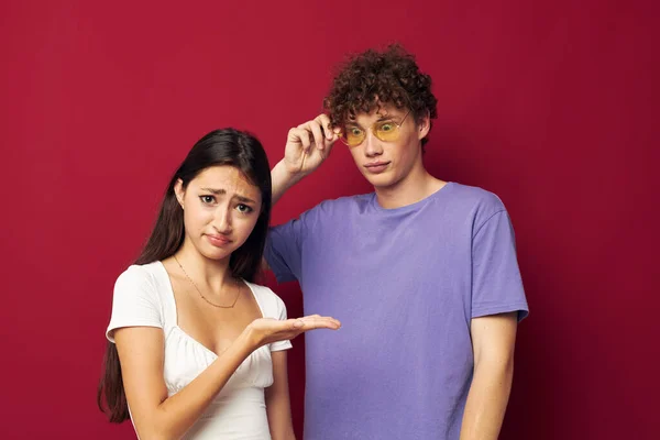 Nice guy and girl hand gesture fun friendship Youth style — Stockfoto