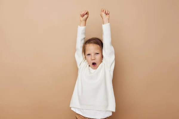 Portret van gelukkig lachend kind meisje kinderen stijl emoties leuk Lifestyle ongewijzigd — Stockfoto