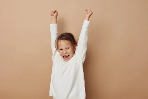 Hübsche junge Mädchen Freude posiert Emotionen Mode isoliert Hintergrund — Stockfoto