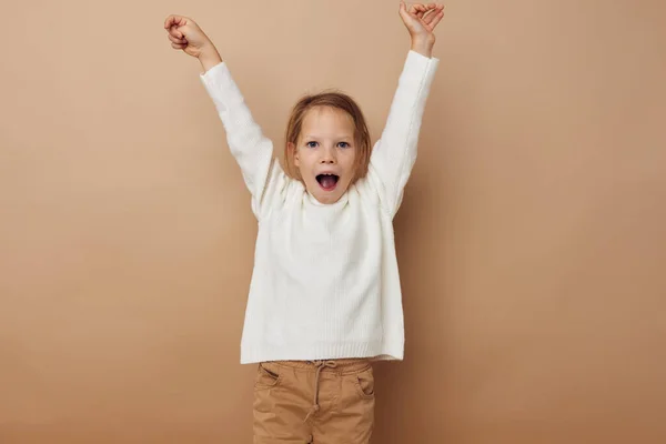 Pretty young girl joy posing emotions fashion isolated background — Stock Photo, Image