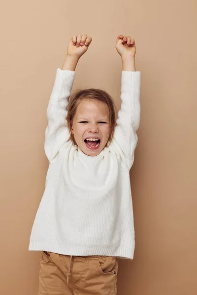 Klein meisje kinderen stijl emoties leuk jeugd ongewijzigd — Stockfoto