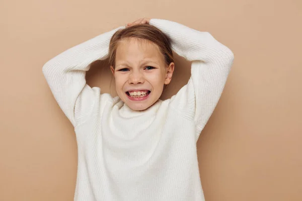 Kleines Mädchen Kinder Stil Emotionen Spaß Lebensstil unverändert — Stockfoto