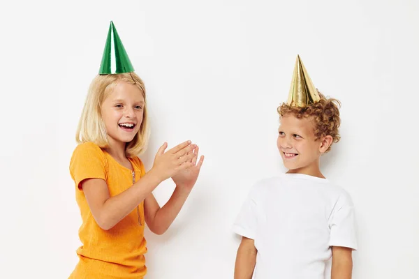 Funny kids holiday gift birthday flowers fun — Stock Photo, Image