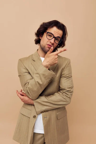 Cheerful man in a suit posing emotions wear glasses Lifestyle unaltered — Stock Photo, Image