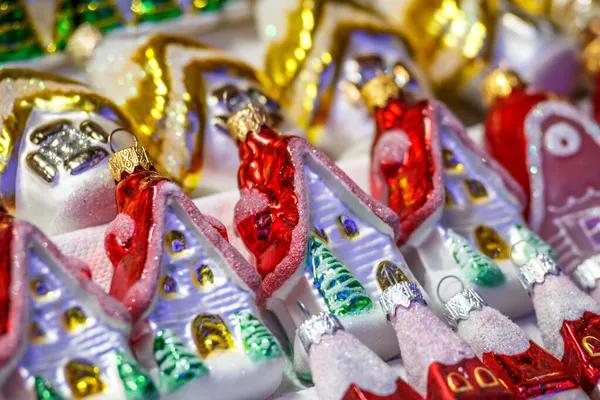 God Jul Söt Festlig Dekoration Närbild Vackra Leksaker För Nyår — Stockfoto