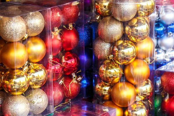 Feliz Natal Linda Decoração Festiva Perto Belos Brinquedos Para Novo — Fotografia de Stock