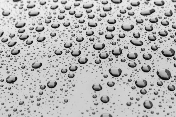 Pattern Water Drops Shining Metallic Surface Sky Reflections Water Droplet — Stock Photo, Image
