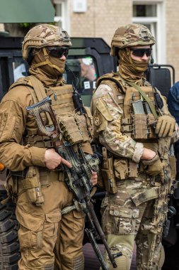 Khmelnitsky. Ukrayna. 23 Mayıs 2019 Ukrayna Ordusu askerleri Ukrayna Kahramanları bayramında. Savaşı durdurun Ukrayna. Avrupa Ukrayna Savaşı.