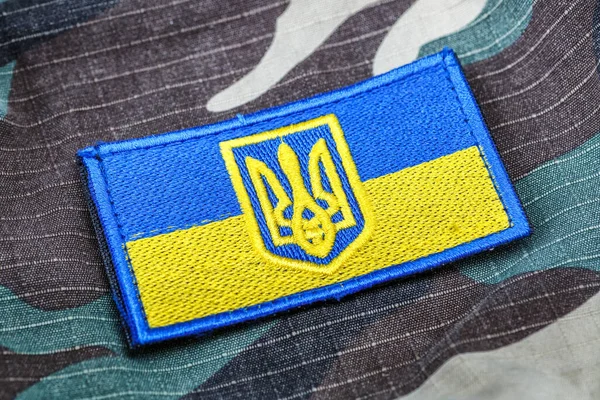 Gewebe Gebogene Flagge Der Ukraine Blaue Und Gelbe Farb Ukraine — Stockfoto