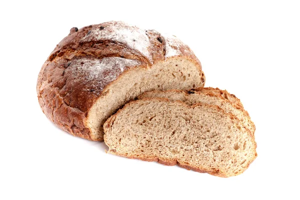 Pão Trigo Fatiado Cortado Massa Tem Levedura Natural Que Torna — Fotografia de Stock