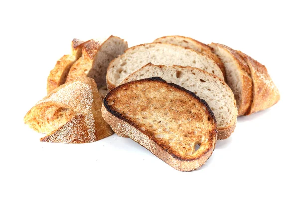 Pane Appena Sfornato Isolato Sfondo Bianco Ricetta Pane Sano Articoli — Foto Stock