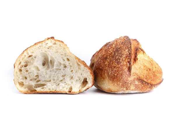 Pão Recém Assado Isolado Fundo Branco Receita Pão Saudável Itens — Fotografia de Stock