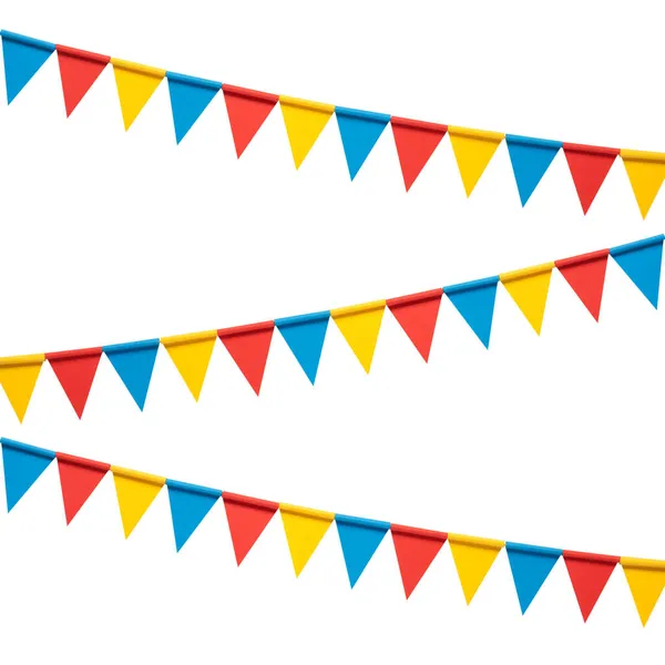 Colorful Paper Bunting Party Flags Isolated White Background Royalty Free Stock Photos
