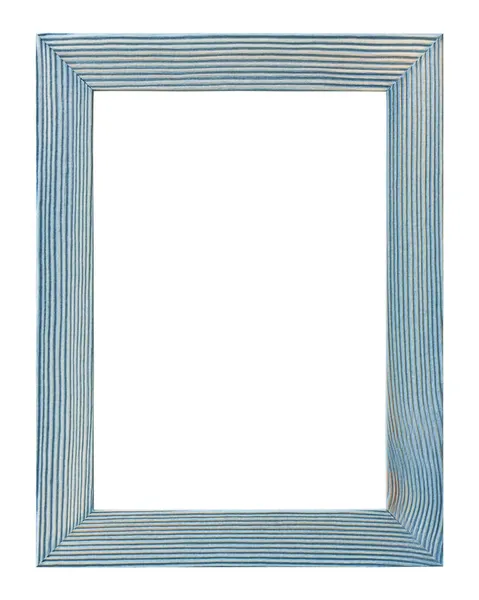 Empty Blue Wooden Photo Frame Isolated White Background Stock Image