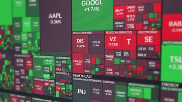 O mapa do mercado de ações muda para vermelho — Vídeo de Stock