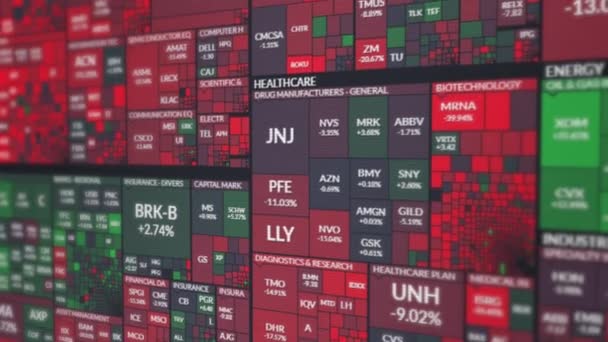 Карта биржевого рынка изменяется на зеленый — стоковое видео