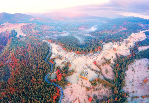 Foto Aérea Bela Montanha Krivopol Passar Cárpatos Ucrânia Drone Filmou — Fotografia de Stock