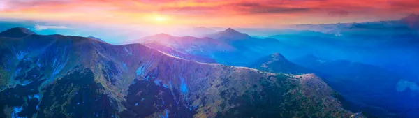 Drone Vista Nascer Sol Nebuloso Sobre Névoa Hoverla Montanha Mais — Fotografia de Stock