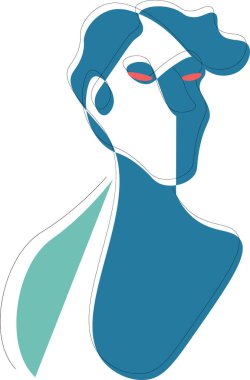 Mavi tonlu bir adamın soyut çizimi