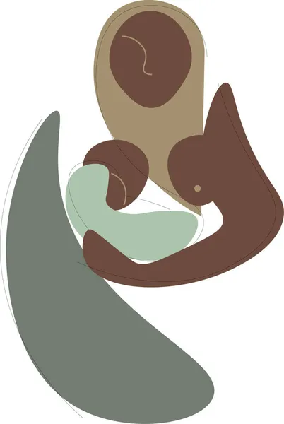 Αφηρημένη Εικόνα Μιας Σκουρόχρωμης Γυναίκας Που Θηλάζει Ένα Μωρό — Διανυσματικό Αρχείο