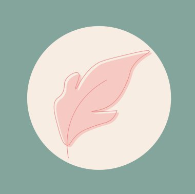  Yeşil arka planda yaprakları olan minimalist soyut illüstrasyon.