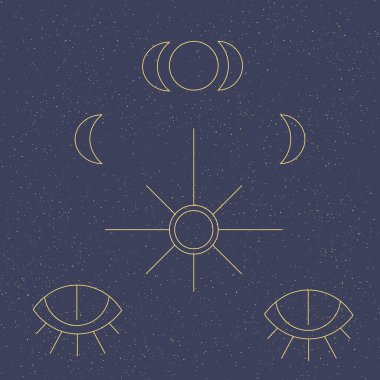 Yıldızlı gökyüzü astrolojik temalı kusursuz bir desen.