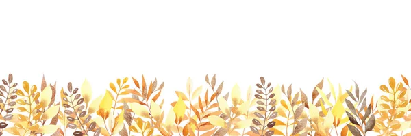 Watercolor Yellow Autumn Leaves Frame Hello Fall Autumn Templates Your — Stock Photo, Image