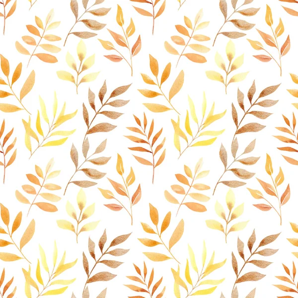 Ακουαρέλα Φθινόπωρο Αφήνει Χαριτωμένο Μοτίβο Χωρίς Ραφή Κίτρινο Φύλλωμα — Φωτογραφία Αρχείου