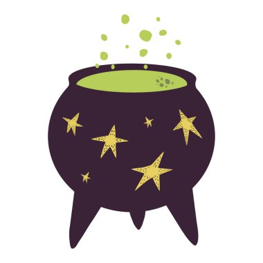 Şirin el, sihirli kazan çizimi. beyaz arkaplan