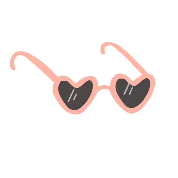 예쁜 하트 모양의 분홍빛 테두리가 있는 선글라스 — 스톡 벡터