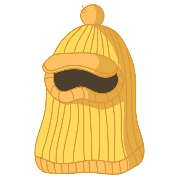 Divertente cappello in tweed giallo lavorato a mano con passamontagna — Vettoriale Stock