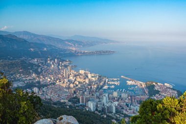 Monako ve Monte Carlo 'nun panoramik manzarası, Cte d' Azur