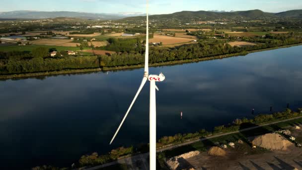 Pouzin Francie Října 2022 Větrné Turbíny Při Východu Slunce Větrná — Stock video