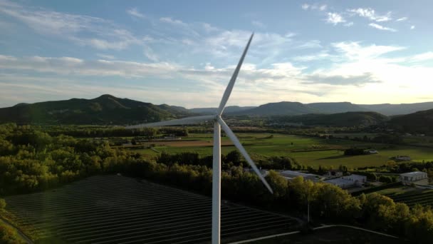 Pouzin Francia Octubre 2022 Turbinas Eólicas Durante Amanecer Parque Eólico — Vídeo de stock