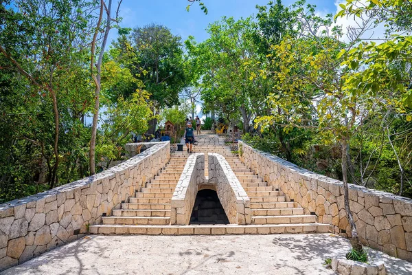 Cancun Mexico May 2021 Stone Staircase Catholic Cemetery Xcaret Park — Stock Photo, Image