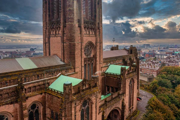 Veduta Aerea Della Cattedrale Liverpool Della Cattedrale Chiesa Del Cristo — Foto Stock