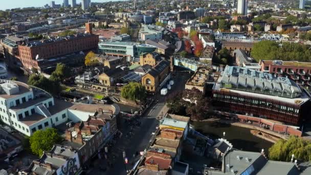 Vista aérea do Mercado Camden Lock em Londres — Vídeo de Stock