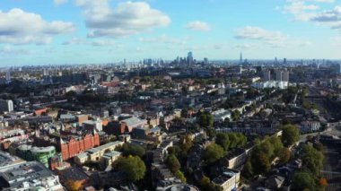 Londra 'nın panoramik hava çizgisinin banka ve finans bölgesi manzarası