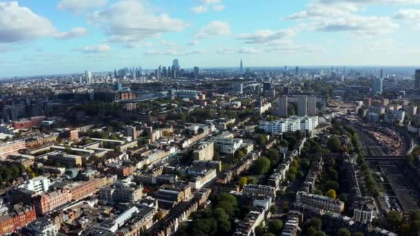 伦敦银行和金融区的全景空中天际图 — 图库视频影像