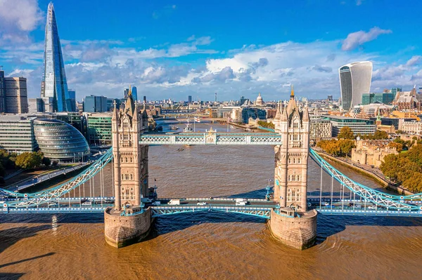 Vista panorámica aérea del Puente de la Torre de Londres — Foto de Stock