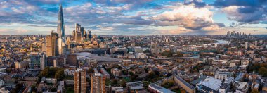 Londra 'nın finans bölgesinin hava manzarası