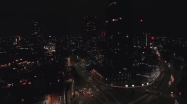 Manchester, İngiltere 'nin gece hava görüntüleri..